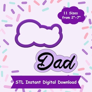 Dad Cookie Cutter STL Digital Download - STL Instant Digital Download for 3D Printing - Father&#39;s Day Cookie Cutter STL