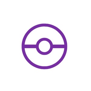 K&ouml;nnte beinhalten: Lilafarbenes Pok&eacute;ball-Symbol mit einem wei&szlig;en Kreis in der Mitte.