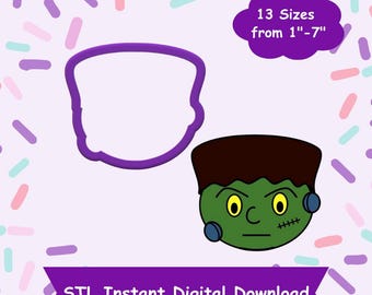 Frankenstein Kopf #2 Cookie Cutter STL digitaler Download - Sofortiger digitaler Download STL für 3D-Druck - Halloween Cookie Cutter STL