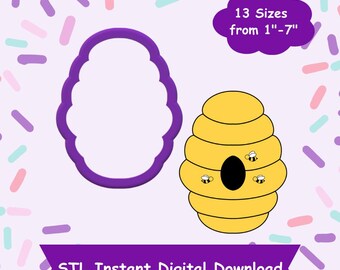 Cortador de galletas Beehive #3 Descarga digital STL - Descarga digital instantánea STL para impresión 3D - Cortador de galletas Bee STL