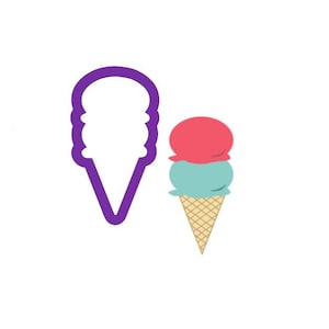 Double Scoop Ice Cream Cone - Summer Cookie Cutters - Beach Cookie Cutters - Cookie Cutters - Fondant Cutters - Polymer Clay Cutters