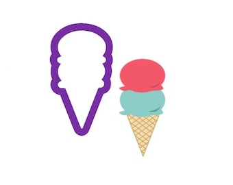 Double Scoop Ice Cream Cone - Summer Cookie Cutters - Beach Cookie Cutters - Cookie Cutters - Fondant Cutters - Polymer Clay Cutters