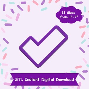 Può includere: Contorno di segno di spunta viola in 13 dimensioni da 1 a 7 pollici. Download digitale istantaneo STL.