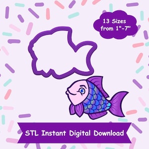 Fish #3 Cookie Cutter STL Digital Download - STL Instant Digital Download for 3D Printing - Fish Cookie Cutter STL