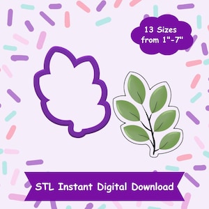 Leaves Cookie Cutter STL Digital Download - STL Instant Digital Download for 3D Printing - Plant Cookie Cutter STL