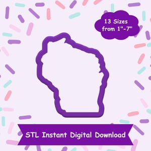 Wisconsin Cookie Cutter STL Digital Download - STL Instant Digital Download for 3D Printing - State Cookie Cutter STL