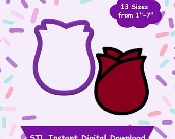 Rose Bud Cookie Cutter STL Digital Download - STL Instant Digital Download for 3D Printing - Flower Cookie Cutter STL