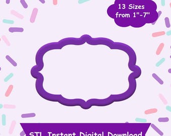 Rectangle Plaque #8 Cookie Cutter STL Digital Download - STL Instant Digital Download for 3D Printing - Plaque Cookie Cutter STL