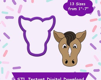 Horse Head Cookie Cutter STL Digital Download - STL Instant Digital Download for 3D Printing - Animal Cookie Cutter STL