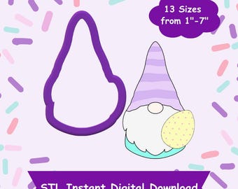 Gnome Holding Egg Cookie Cutter STL Digital Download - STL Instant Digital Download for 3D Printing - Easter Cookie Cutter STL