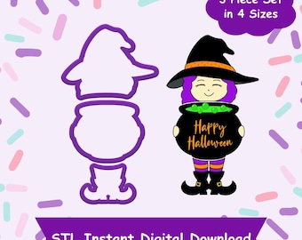 Witch Cookie Cutter Set STL Digital Download - STL Instant Digital Download for 3D Printing - Halloween Cookie Cutter Set