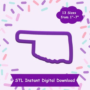 Oklahoma Cookie Cutter STL Digital Download - STL Instant Digital Download for 3D Printing - State Cookie Cutter STL