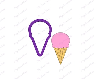 Ice Cream #3 Cone Cookie Cutter - Dessert Cookie Cutters - Summer Cookie Cutters - Beach Cookie Cutters - Food Cookie Cutters - Cutters