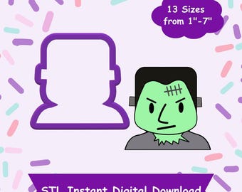 Frankenstein Kopf Cookie Cutter STL digitaler Download - STL Sofortiger digitaler Download für 3D Druck - Halloween Cookie Cutter STL