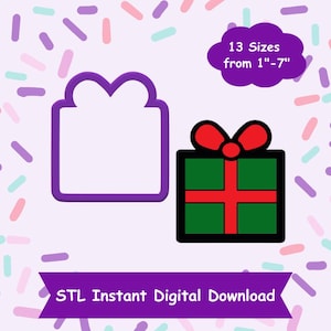 Gift With Bow Cookie Cutter STL Digital Download - STL Instant Digital Download for 3D Printing - Christmas Cookie Cutter STL