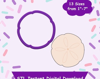 Sand Dollar Cookie Cutter STL Digital Download - STL Instant Digital Download for 3D Printing - Beach Cookie Cutter STL