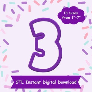 数字 3 クッキー カッター STL デジタル ダウンロード - 3D 印刷用の STL インスタント デジタル ダウンロード - 数字 クッキー カッター STL