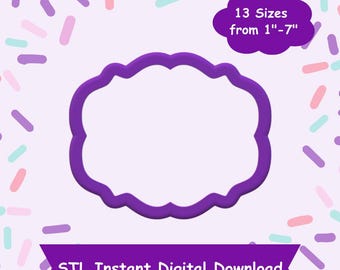 Oval Plaque #3 Cookie Cutter STL Digital Download - STL Instant Digital Download for 3D Printing - Plaque Cookie Cutter STL