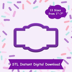 Rectangle Plaque #4 Cookie Cutter STL Digital Download - STL Instant Digital Download for 3D Printing - Plaque Cookie Cutter STL