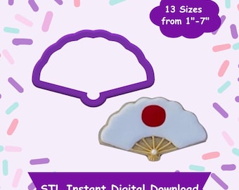 Formina per biscotti a ventaglio giapponese STL Download digitale - Download digitale istantaneo STL per stampa 3D - Formina per biscotti a ventaglio STL