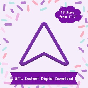 Puede incluir: Flecha 3D imprimible de color morado que apunta hacia arriba. Archivo STL para 13 tamaños de 1 a 7 pulgadas. Descarga digital instantánea.