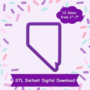 Nevada Cookie Cutter STL Digital Download - STL Instant Digital Download for 3D Printing - State Cookie Cutter STL