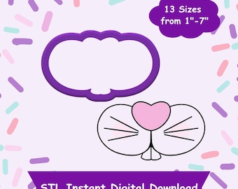 Bunny Nose Cookie Cutter STL Digital Download - STL Sofortiger digitaler Download für 3D Druck - Ostern Cookie Cutter STL