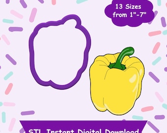Paprikakoekjes uitsteker STL digitale download - STL Instant digitale download voor 3D-printen - Groentekoekjes uitsteker STL