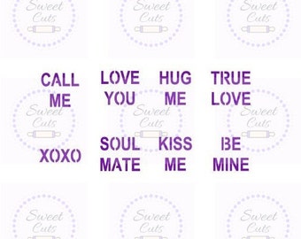 Set of 2 Conversation Hearts Stencils - Valentines Day Stencils - Stencils for Cookies - Cookie Decorating Stencils - Decorating Stencils