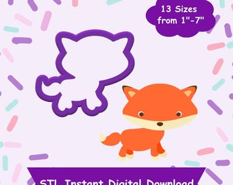 Cortador de galletas de zorro STL Descarga digital - Descarga digital instantánea STL para impresión 3D - Cortador de galletas de animales STL