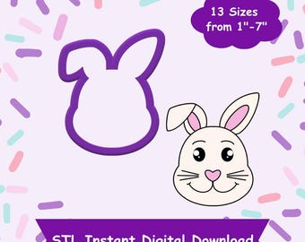 Bunny Head #2 Cookie Cutter STL Digital Download - STL Instant Digital Download for 3D Printing - Easter Cookie Cutter STL