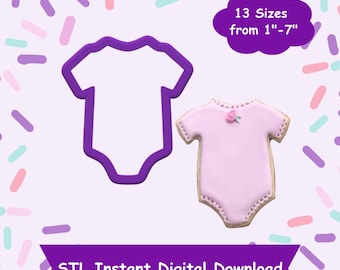 Onesie Cookie Cutter STL Digital Download - STL Instant Digital Download for 3D Printing - Baby Cookie Cutter STL