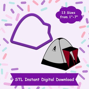 Taglierina per biscotti a forma di tenda a cupola STL Download digitale - Download digitale istantaneo STL per stampa 3D - Taglierina per biscotti da campeggio STL