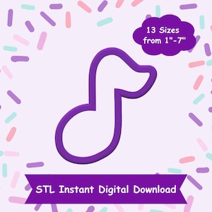 Music Note Cookie Cutter STL Digital Download - STL Instant Digital Download for 3D Printing - Music Cookie Cutter STL