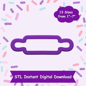 May include: Purple rolling pin cookie cutter in 13 sizes from 1 to 7 inches. STL Instant Digital Download.