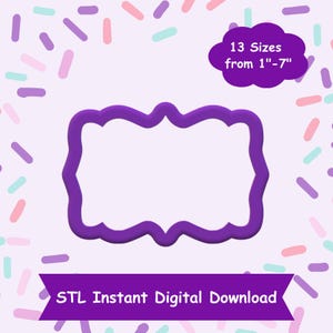 May include: Purple digital download STL file of a decorative frame with 13 sizes from 1 to 7 inches.