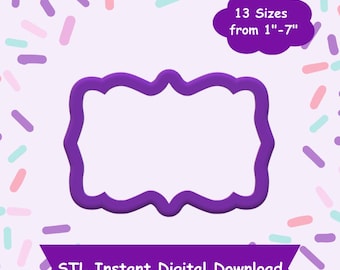 Rectangle Plaque Cookie Cutter STL Digital Download - STL Instant Digital Download for 3D Printing - Plaque Cookie Cutter STL