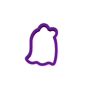 May include: Purple plastic cookie cutter shaped like a ghost.