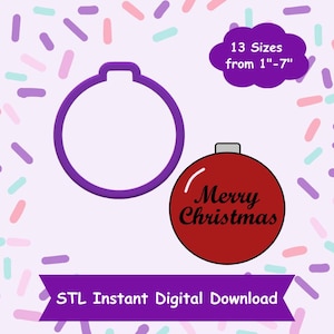 Christmas Ornament Cookie Cutter STL Digital Download - STL Instant Digital Download for 3D Printing - Christmas Cookie Cutter STL
