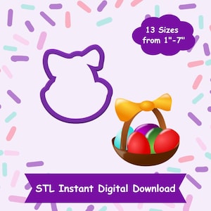 Easter Basket With Bow Cookie Cutter STL Digital Download - STL Instant Digital Download for 3D Printing - Easter Dress Cookie Cutter STL