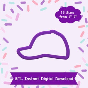 Baseball Cap Cookie Cutter STL Digital Download - STL Instant Digital Download for 3D Printing - Baseball Cookie Cutter STL