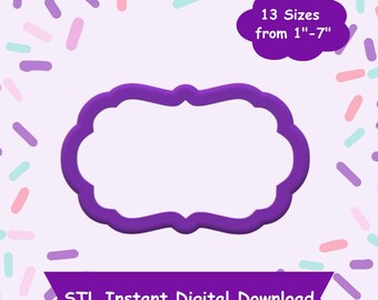 Rectangle Plaque #2 Cookie Cutter STL Digital Download - STL Instant Digital Download for 3D Printing - Plaque Cookie Cutter STL