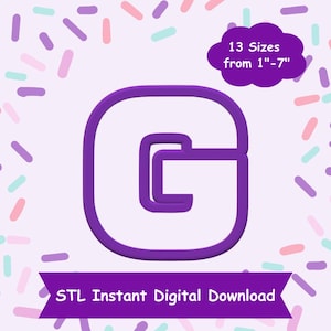 May include: Purple 3D printed letter C in 13 sizes from 1 to 7 inches. STL Instant Digital Download.