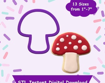 Mushroom Cookie Cutter STL Digital Download - STL Instant Digital Download for 3D Printing