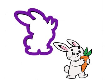 Bunny With Carrot Cookie Cutter - Easter Cookie Cutters - Spring Cookie Cutters - Animal Cookie Cutters - Bunny Cookie Cutter - Clay Cutters