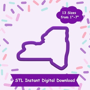 New York Cookie Cutter STL Digital Download - STL Instant Digital Download for 3D Printing - State Cookie Cutter STL