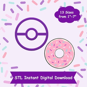 Donut Cookie Cutter STL Digital Download - STL Instant Digital Download for 3D Printing - Food Cookie Cutter STL