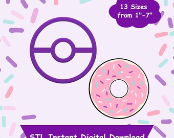 Donut Cookie Cutter STL Digital Download - STL Instant Digital Download for 3D Printing - Food Cookie Cutter STL