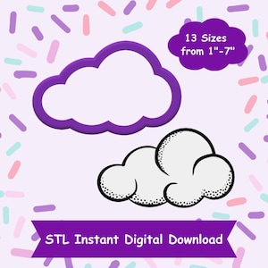 Cloud Cookie Cutter STL Digital Download - STL Instant Digital Download for 3D Printing