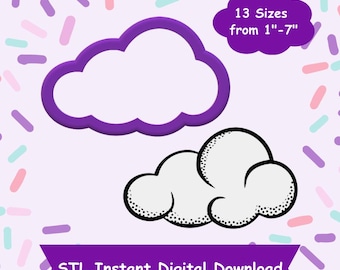 Cloud Cookie Cutter STL Digital Download - STL Instant Digital Download for 3D Printing